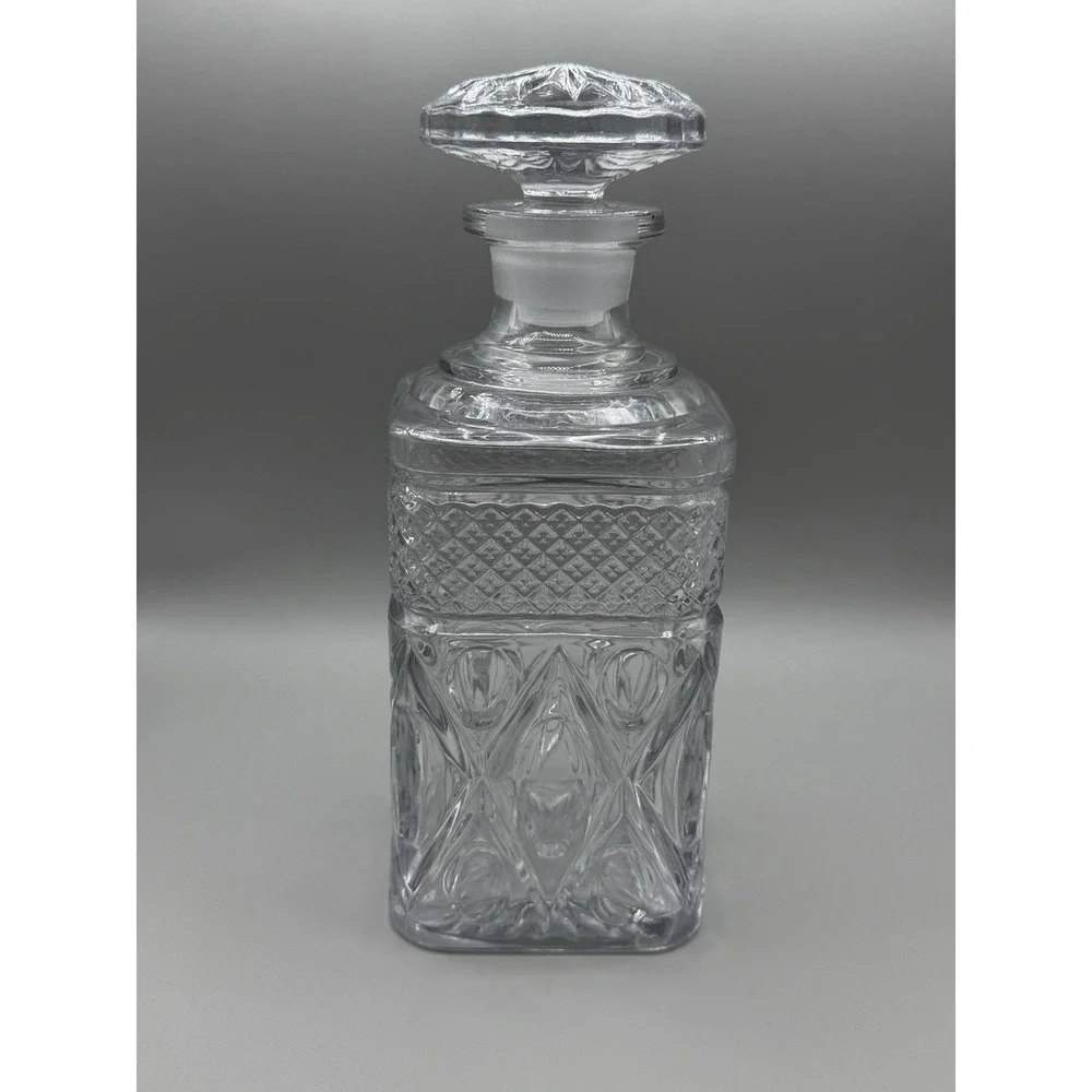 Vintage Imperial Glass Cape Cod Clear Pressed Glass Whiskey / Rye Decanter